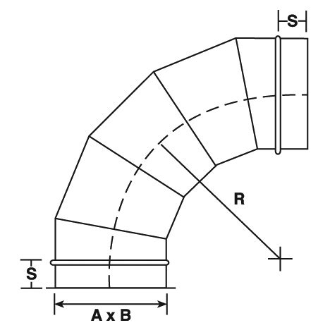 sheet metal elbow dimensions|tapered cut 90 degrees elbow.